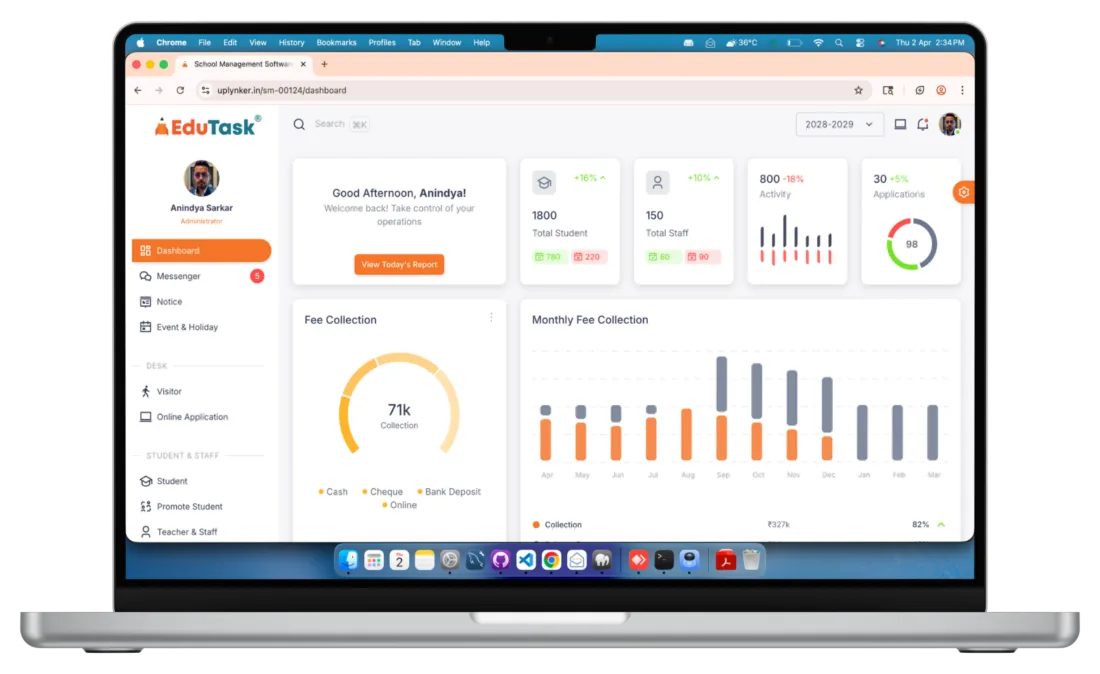 EduTask dashboard on a laptop